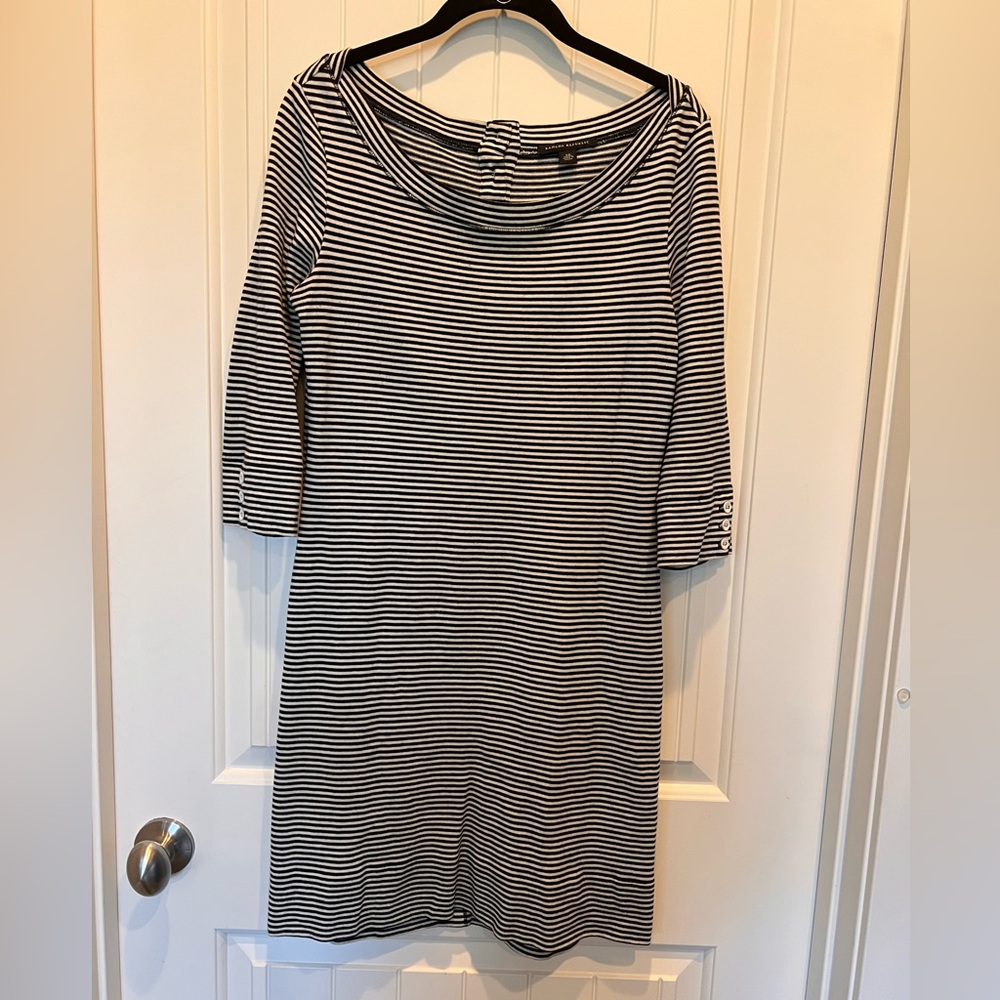 Banana Republic Striped Boat Neck Dress 100% Cotton Classic Beautiful